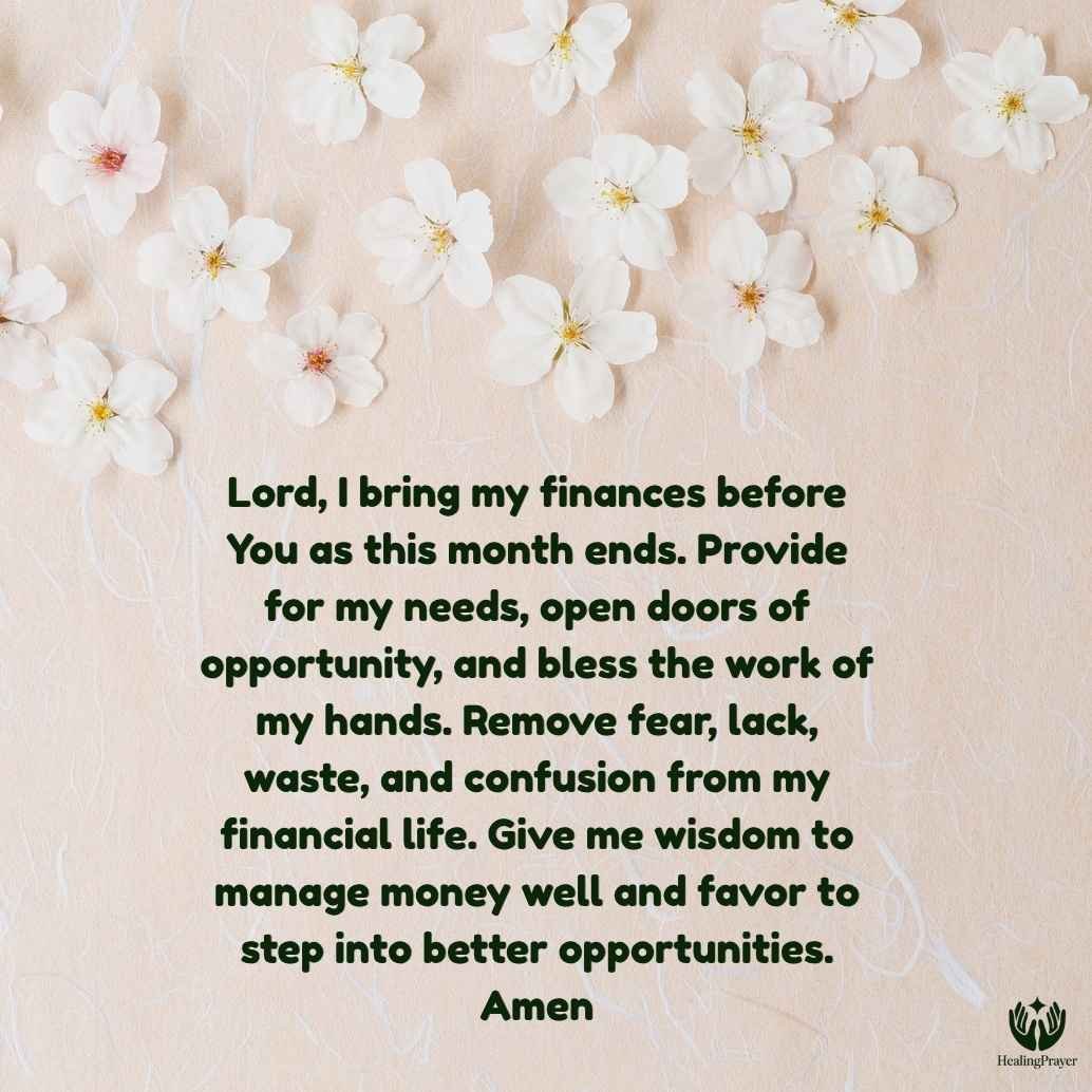 End of the Month Prayer for Financial Breakthrough and Favor